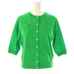 キャバン CABaN 23SS ファインポリエステル ハーフスリーブポケットカーディガン 七分袖 S グリーン /ES ■OS