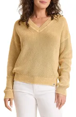 トッミーバハマ レディース アウター パーカー・スウェット Vネック セーター コットン Tommy Bahama Indigo Palms Cotton VNeck Sweater Golden Honey インディゴ