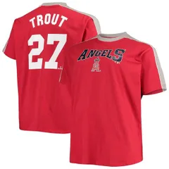 プロファイル メンズ トップス Tシャツ トール PROFILE Mens Mike Trout RedSilver Los Angeles Angels Big Tall Fashion Piping Player TShirt Red レッド