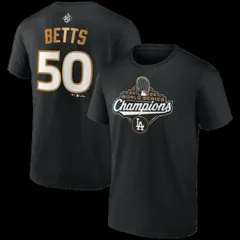 ファナティクス メンズ トップス Tシャツ トール Mens Fanatics Mookie Betts Black Los Angeles Dodgers 2025 World Series Champions Big Tall Name Number TS