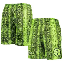 ニューエラ メンズ ボトムス ハーフパンツ・ショーツ Tシャツ ショートパンツ Mens New Era Neon Green Pittsburgh Steelersummer Pop Shortsのサムネイル