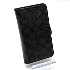 コーチ COACH シグネチャー 手帳型スマホケース コンパクト 男女兼用 ブラック レザー