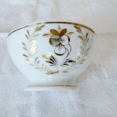 美品◆フランス金彩＆スミレカフェオレボウル＃クレイユモントローサルグミンヌジアン 美品◇フランス金彩＆スミレカフェオレボウル＃クレイユモントロー