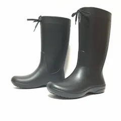 小さめサイズ21cm◎【crocs】クロックス レインブーツ ロング 長靴 RainFloe Tall Boot 203541 完全防水 雨の日 通学 アウトドア キャンプ ブラック レディース キッズ サイズW5(21cm相当)/M43733fF