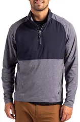 カッターアンドバック メンズ アウター パーカー・スウェット ハーフジップ Cutter Buck Adapt Hybrid Quarter Zipullover Navy Blue HeatherNのサムネイル