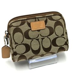 COACH ポーチ シグネチャー キャンバス レザー チャーム 小物入れ 化粧