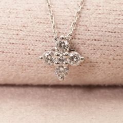 カナル4℃ Pt850 ダイヤモンド フラワー ネックレス/25-1019S