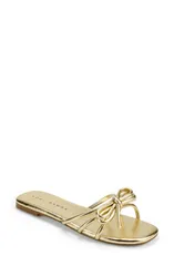 ヨシサムラ レディース シューズ サンダル Yosi Samra Nicole Bow Slide Sandal Gold ゴールド