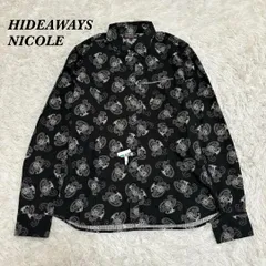 ハイダウェイ ニコル　襟ワイヤー ペイズリー柄シャツ 46 ブラック