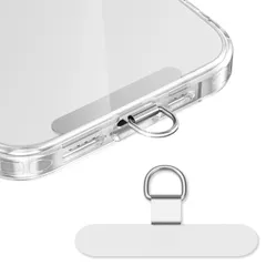 ｂｅｎｒｉｉ スマホストラップホルダー 金属製 極薄 首掛け 斜めがけ 極薄 タグパッチ 落下防止 充電干渉なし 全機種対応 (シルバー)