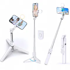 【新登場・軽量】自撮り棒 スマホ 三脚 自撮り スマホスタンド i-Phone 自撮り棒 android兼用 コンパクト 卓上 軽量 360度回転 無線リモコン付き 折りたたみ式 アルミニウム合金製 110cm＆7段階伸縮 折りたたみ式 持ち運び便利 360°