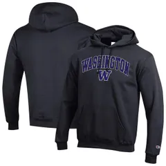 チャンピオン メンズ アウター パーカー・スウェット ロゴ MensChampion Black Washington Huskies Arch Over Logo Pullover Hoodie Black ブラック