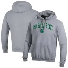 チャンピオン メンズ アウター パーカー・スウェット ロゴ MensChampion Heather Gray Michigan State Spartans Arch Over Logo Pullover Hoodie Heather Gray グレー