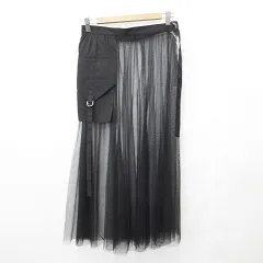 フェリーニ Fellini スカート ギャザースカート ロング オーバースカート チュール 別布 黒 ブラック F