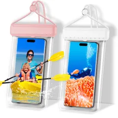 スマホ 防水ケース 【新登場 & 2枚セット】 IPX8完全防水 指紋認証/Face ID認証対応 高透過率 水中撮影 防水 ケース お風呂 山登り 海水浴 釣り 水泳など適用 タッチ快適 iPhone/Android 7.2インチ以下全機種対応 (ホワイト+