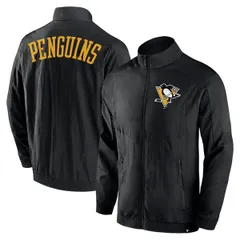 ファナティクス メンズ アウター ジャケット・ブルゾン Mens Fanatics Branded Black Pittsburgh Penguinstep Up Crinkle Raglan FullZip Windbreaker Jacket Black