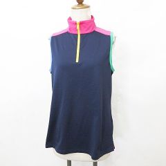 アールエルエックス ラルフローレン RLX RALPH LAUREN ゴルフ スポーツウエア シャツ ノースリーブ ハーフジップ スタンドカラー ハイネック 速乾 紺 ピンク 青 ネイビー ブルー M