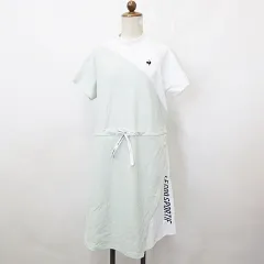 ルコックスポルティフ le coq sportif ゴルフ スポーツウエア ワンピース 2022年限定モデル 半袖 モックネック ハイネック 緑 白 グリーン ホワイト LL