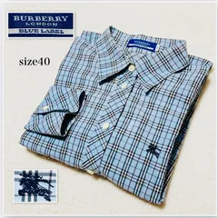 BURBERRY BLUE LABEL バーバリーブルーレーベル　長袖シャツ　ブルーノバチェック柄　ライトブルー　ホースマークワンポイント刺繍ロゴ　size40(L相当)  三陽商会　レディース