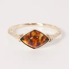 13号 美品 アガット アンバー K10 リング 琥珀/25-1020S