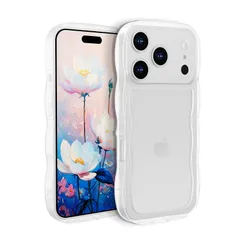 Casesmo iPhone 17 Pro Max 用 ケースクリア 可愛い 韓国 いphone17promax 用 スマホケース波型 うねうね かわいい TPU 薄型 軽量 耐衝撃 おしゃれ ウェーブ カバー ワイヤレス充電対応 ストラップホール付きアイ 0