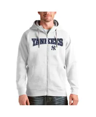 【送料無料】 アンティグア メンズ パーカー・スウェット アウター Mens White New York Yankees Team Logo Victory FullZip Hoodie White