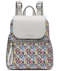 【送料無料】 カルバンクライン レディース バックパック・リュックサック バッグ Garnet Signature Triple Compartment Backpack White Multiのサムネイル