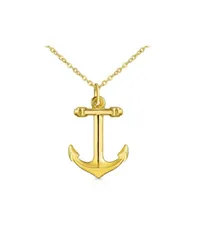 【送料無料】 ブリング レディース ネックレス・チョーカー・ペンダントトップ アクセサリー Traditional Nautical 14K Yellow Gold Boat Anchor Pendant Necklace Chain Not Included