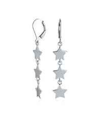 【送料無料】 ブリング レディース ピアス・イヤリング アクセサリー American USA Patriotic Celestial Rock Three Star Linear Drop Dangle Earrings 925 Sterling Silve