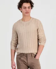 【送料無料】 ゲス メンズ ニット・セーター アウター Mens HerringboneTexture Crewneck Sweater NEUTRAL SANDのサムネイル