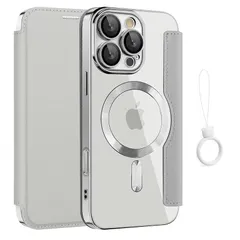 Casesmo iPhone 16 Pro ケース 手帳型 背面クリアいphone16 Pro ケースMagsafe対応 手帳 可愛いアイホン16プロ ケース 耐衝撃 カード収納 背面 手帳型 スマホケースワイヤレス充電対応 カード入れ マグネット式 PU 0