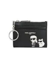 【送料無料】 カール ラガーフェルド レディース 財布 アクセサリー Key Ring Card Case Wallet Black Combo