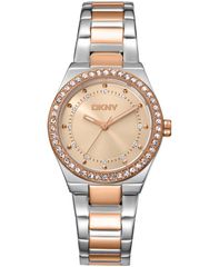 [Free Shipping] Donna Karan New York Women's Watch Accessory Rose Gold Dial Crystal Dial Markers Crystal Bezel TwoT