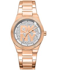 [Free Shipping] Donna Karan New York Women's Watch Accessory - Jewel-Encrusted Dial, Red Gold Tone, Stainless Steel Bracelet