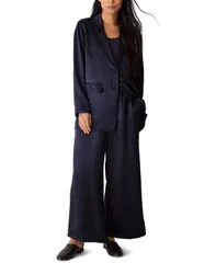 エイリーンフィッシャー レディース アウター ジャケット・ブルゾン サテン ブレザー Eileen Fisher Womens Satin Notch Collar Blazer Wine ワイン