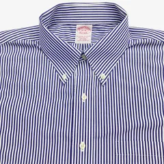 【17-35】Brooks Brothers（ブルックスブラザーズ）ポロカラーBD（ボタンダウン）シャツ ストライプ / Traditional Fit / Non-Iron / Cotton 100% ポケット付 メンズXXL相当