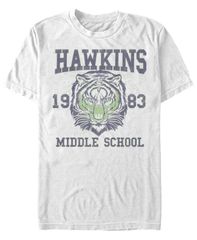 피프스 선 남성 탑스 티셔츠 Fifth Sun Stranger Things Mens Hawkins Middle School 1983 Tiger Short Sleeve TShirt White 화이트