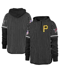 47 ブランド メンズ アウター パーカー・スウェット 47 Brand Mens Black Pittsburgh Pirates Pinstripe Double Header Pullover Hoodie Black ブラック