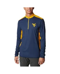 コロンビア メンズ アウター パーカー・スウェット シャツ Columbia Mens Navy West Virginia Mountaineers Tech Trail OmniShade QuarterZip Sweatshirt Navy ネイビー