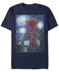 피프스 선 남성 탑스 티셔츠 Fifth Sun Stranger Things Mens Demogorgon Starry Night Style Poster Short Sleeve TShirt Navy 네이비