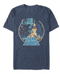 피프스 선 남성 탑스 티셔츠 Fifth Sun Star Wars Mens Classic Retro Circle Movie Poster Short Sleeve TShirt Navy Heather 헤더
