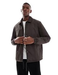 ブレーブソウル メンズ アウター コート ジャケット Brave Soul padded jacket with collar in chocolate BROWN ブラウン