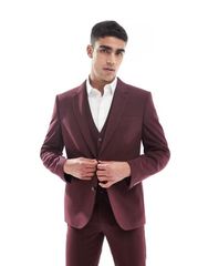 エイソス メンズ アウター ジャケット・ブルゾン ジャケット ASOS DESIGN slim suit jacket Burgundy バーガンディ