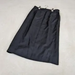 remalon / レマロン シルク×ウール タイトスカート 64 ブラック 黒 絹混 上質素材 膝下丈 冠婚葬祭 フォーマル 卒業式 入学式 美品