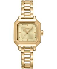 [Free Shipping] Donna Karan New York Women's Champagne Dial Open Link Gold Tone Stainless Steel Bracelet Watch 27 x 27mm Champagne
