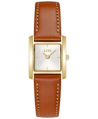 [Free Shipping] Hugo Boss Women's Lucy Scala Quartz Camel Leather Watch 22mm Brown