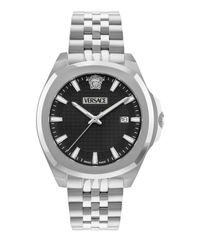 [Free Shipping] Versace Men's Luxury Silver Stainless Steel Bracelet Watch 42mm Silver