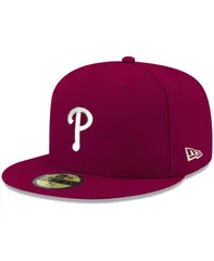 【送料無料】 ニューエラ メンズ 帽子 アクセサリー Mens Cardinal Philadelphia Phillies Logo White 59FIFTY Fitted Hat Cardinal