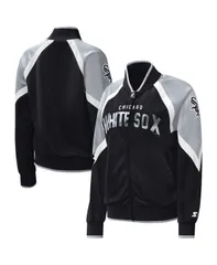【送料無料】 スターター レディース ジャケット・ブルゾン アウター Womens Black Chicago White Sox Touchdown Raglan FullZip Track Jacのサムネイル