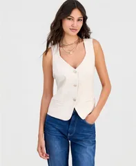 【送料無料】 ゲス レディース ベスト トップス Womens Structured Crepe VNeck Vest Wooden Flowerのサムネイル
